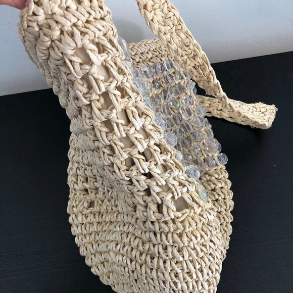 Capelli Straworld, Inc. Shoulder Tote Bag with Crystal Embellishment, Beach Bag - Picture 12 of 15